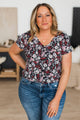 Undecided Feelings Short Sleeve Floral Top- Black & Dark Coral