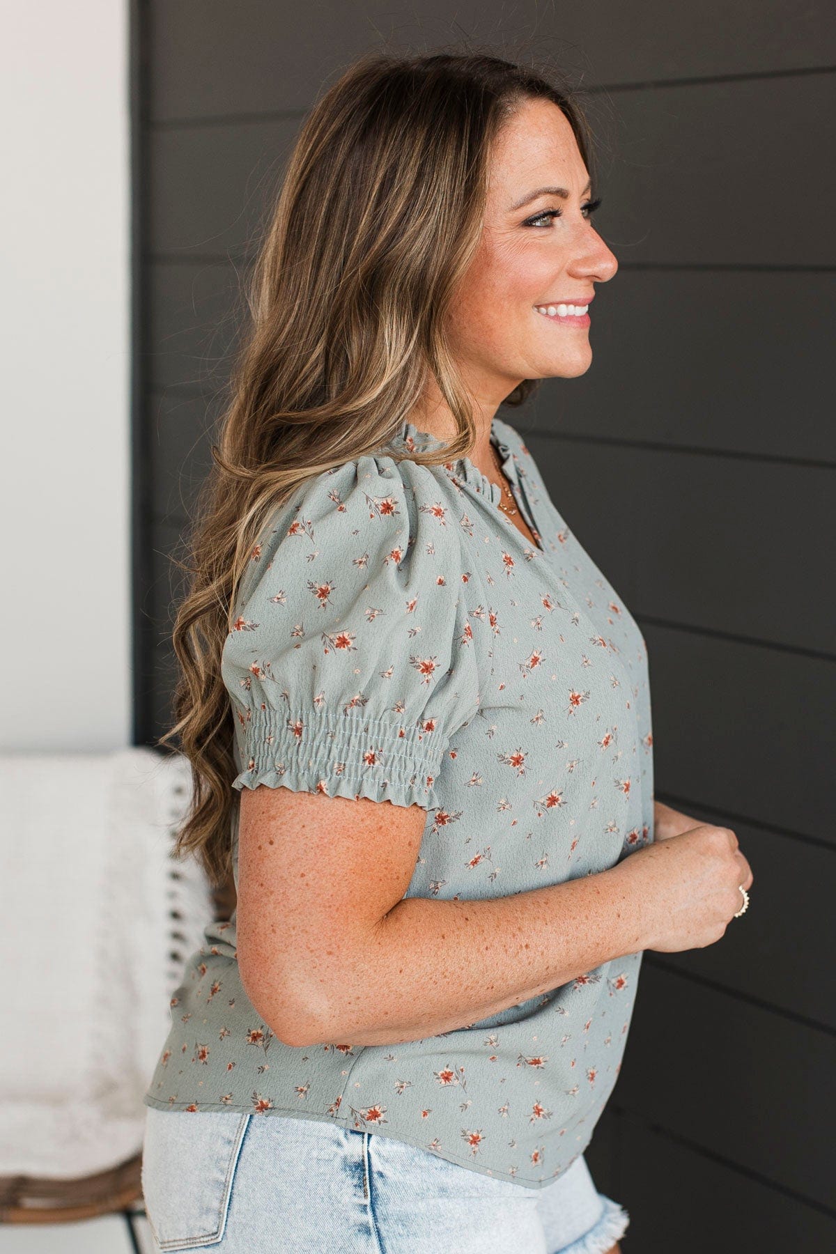On My Agenda Floral Blouse- Dusty Sage