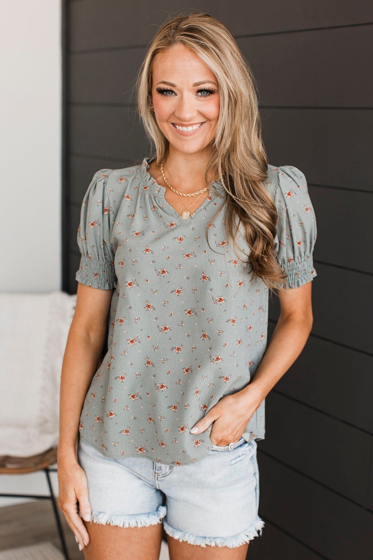 On My Agenda Floral Blouse- Dusty Sage