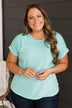 Feel The Vibes Striped Top- Mint Blue
