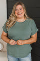 Cheer Me Up Short Sleeve Top- Dark Sage