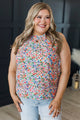 Embellish A Little Floral Sleeveless Blouse- Coral & Blue