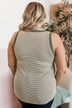 Eyes On The Prize Striped Tank Top- Ivory & Olive