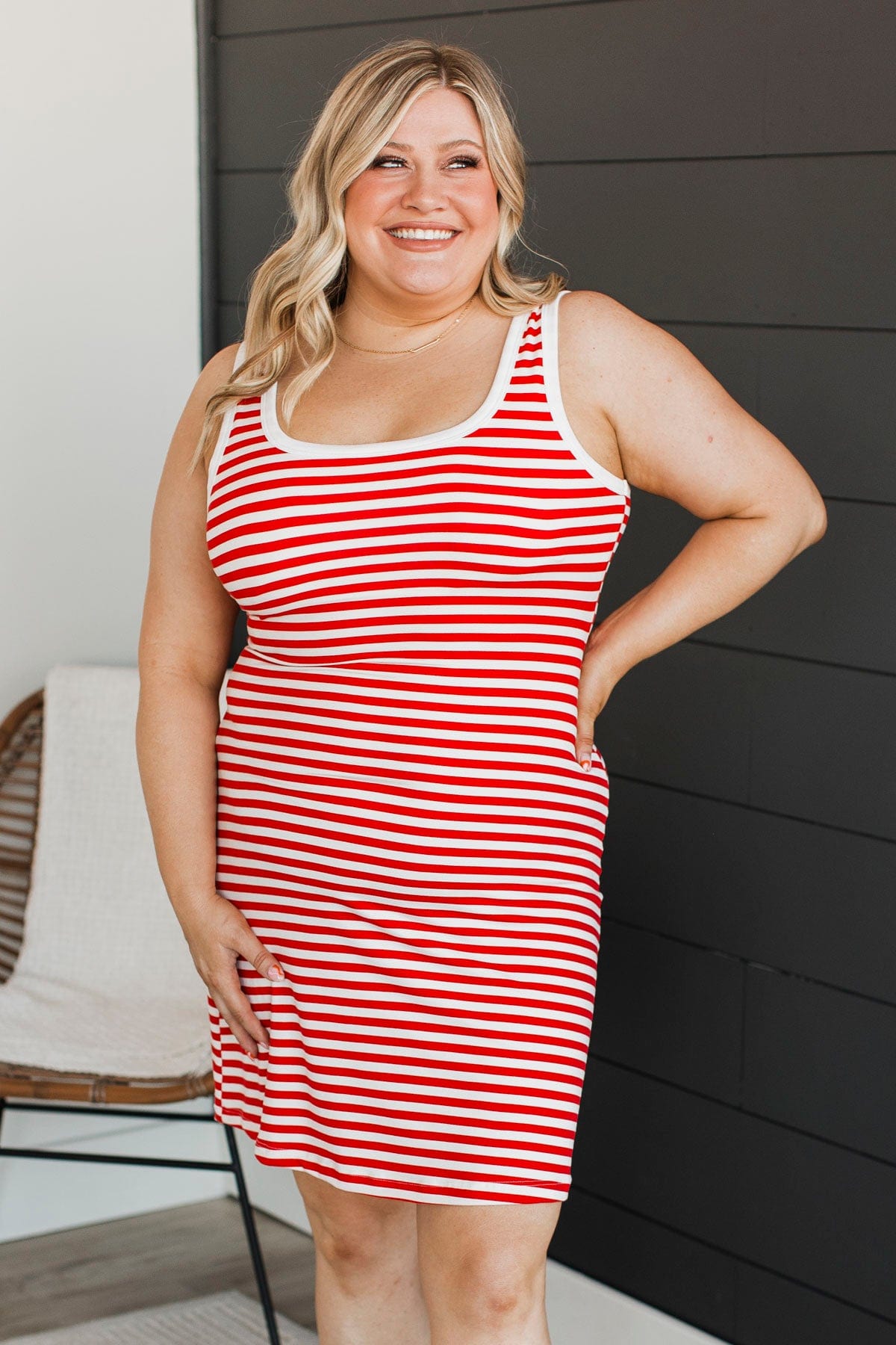 plus size red and white striped dress Red And White Striped Knit T Shirt Dress Small