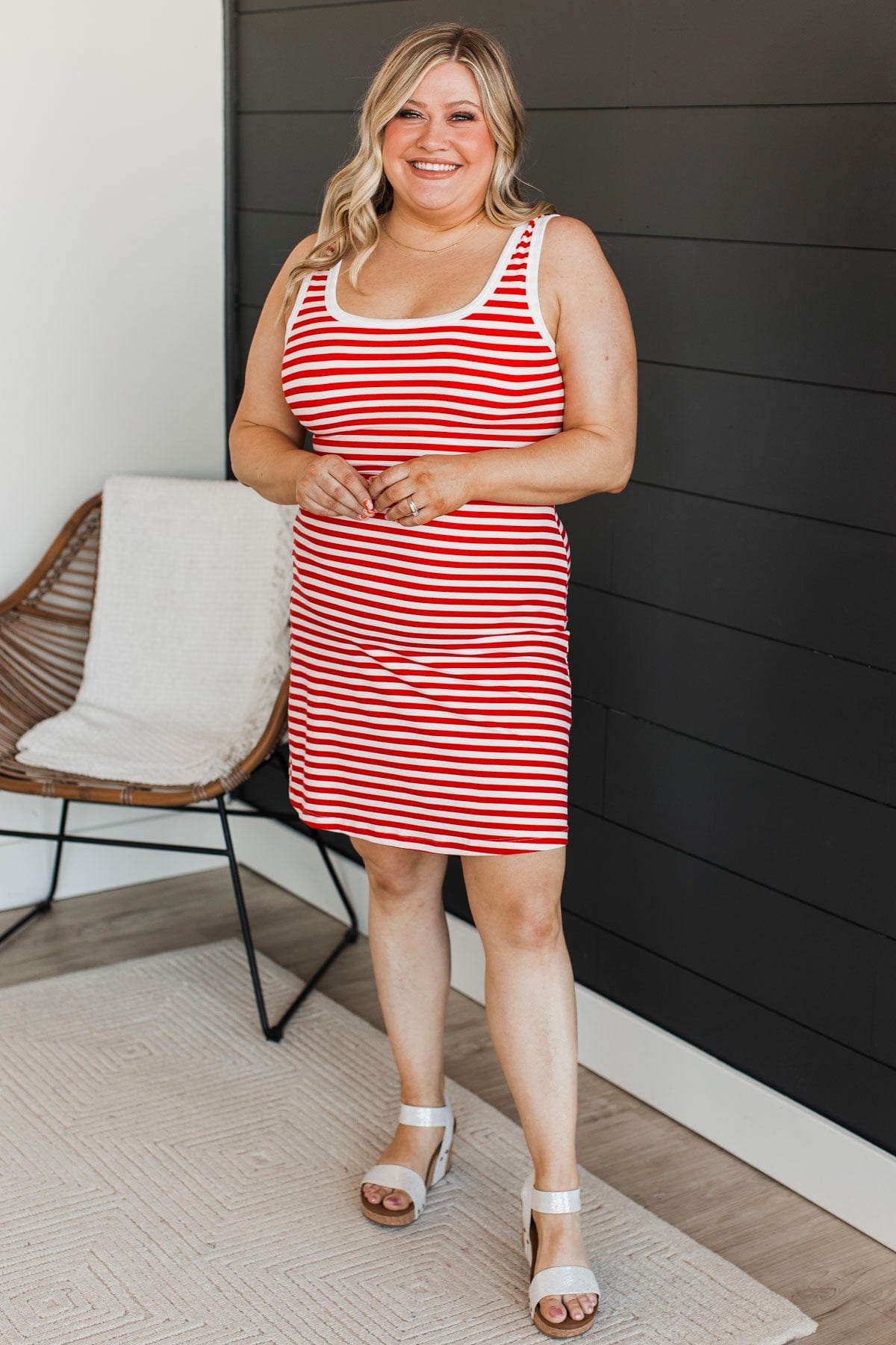 Seen It All Striped Dress- Red & White