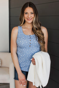 Promise Me Forever Floral Tank Top- Blue