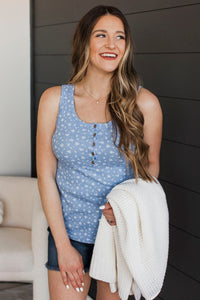 Promise Me Forever Floral Tank Top- Blue