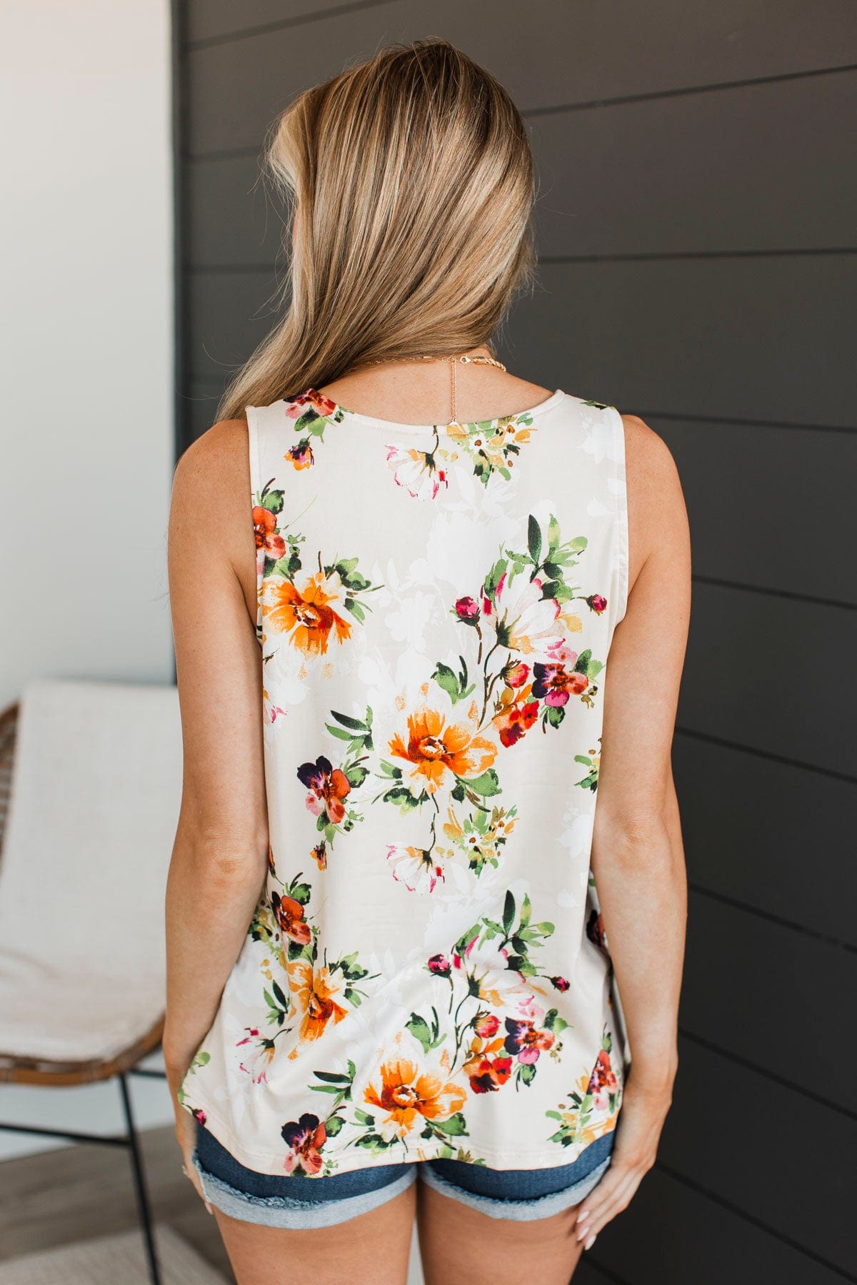 See Your Spark Floral Tank Top- Beige