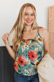 Undeniable Presence Floral Tank Top- Dark Mint