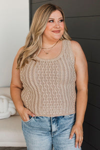 Living Carefree Cable Knit Tank Top- Oatmeal