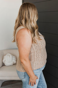 Living Carefree Cable Knit Tank Top- Oatmeal