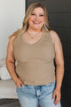 Pure Loveliness Ribbed Tank Top- Tan