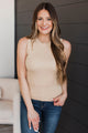Undeniably Adorable Ribbed Tank Top- Oatmeal