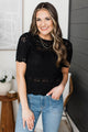 Crushing Hearts Knit Sweater Top- Black