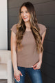 Remarkably Good Short Sleeve Ribbed Top- Mocha