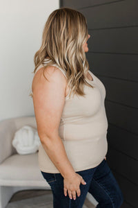 Love Your Vibe V-Neck Tank Top- Beige