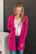 Saying Je T'aime Open Front Cardigan- Hot Pink