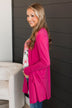 Saying Je T'aime Open Front Cardigan- Hot Pink