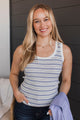 Quite Likely Striped Tank Top- Ivory & Blue