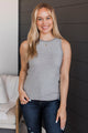Totally Darling Striped Knit Tank Top- Heather Grey