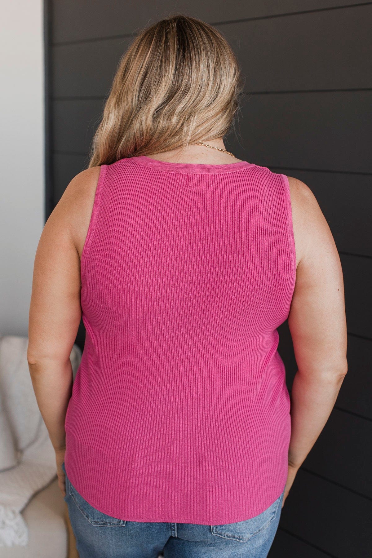Pure Loveliness Ribbed Tank Top- Hot Pink