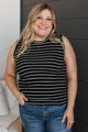 Secretly In Love Striped Tank Top- Black & Ivory
