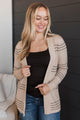 Keep In Mind Stitch Stripe Cardigan- Beige