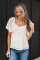 Happily Together Floral Lace Blouse- Ivory