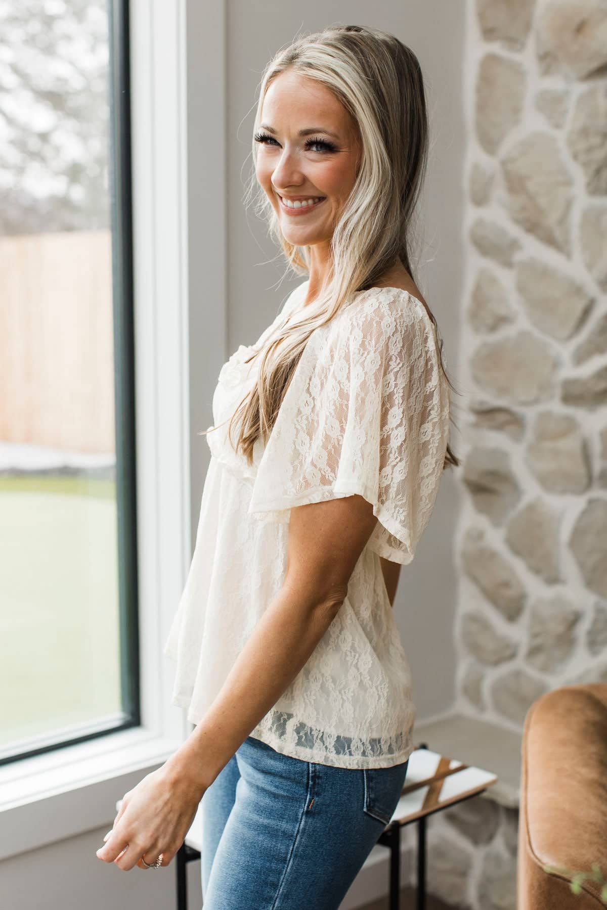 Happily Together Floral Lace Blouse- Ivory