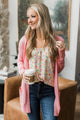 Going With You Open Front Knit Cardigan- Pink