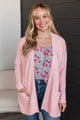 Keeping Cozy Open Front Cardigan- Light Pink