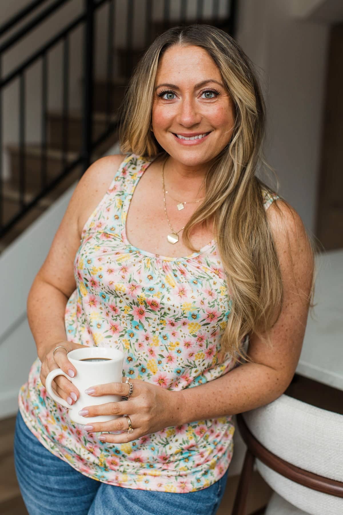 Garden Strolls Floral Tank Top- Light Pink & Mint