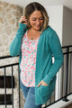 Comfortable With Myself Knit Cardigan- Dusty Aqua