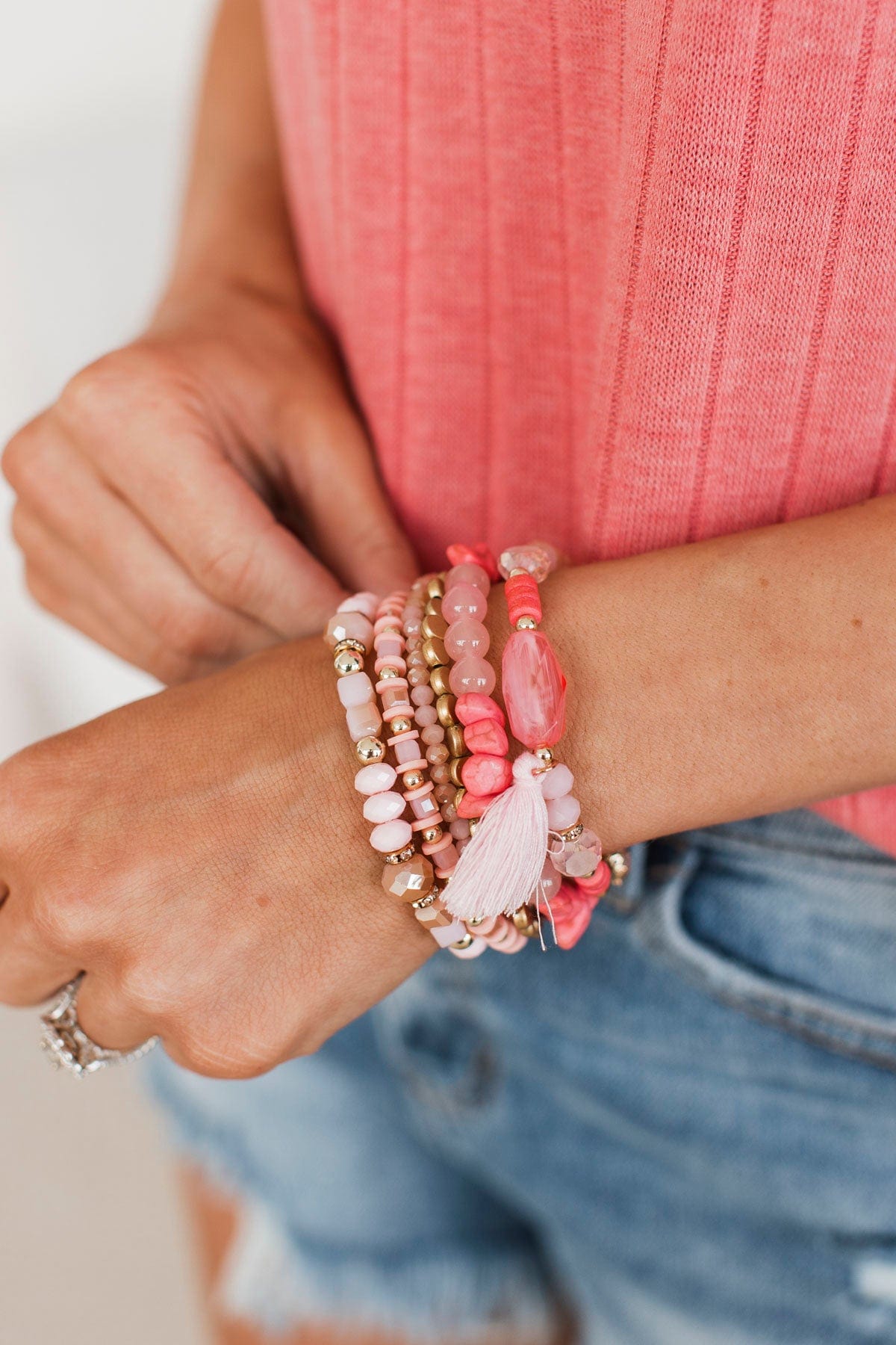 Focus On You Stackable Bracelet Set- Pink