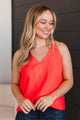 Welcoming Thoughts Racerback Tank Top- Neon Coral