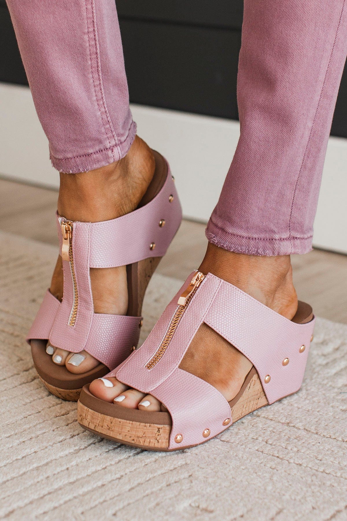 Corky s Taboo Wedge Sandals Blush The Pulse Boutique