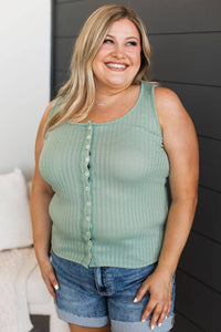 Lifelong Passion Pointelle Tank Top- Dusty Sage