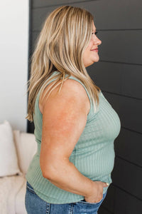 Lifelong Passion Pointelle Tank Top- Dusty Sage