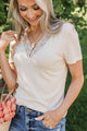 Calm & Confident V-Neck Ribbed Top- Cream