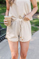 Cozy Comforts Drawstring Linen Shorts- Natural