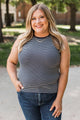 Totally Darling Striped Knit Tank Top- Navy