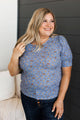 Morning Dew Puff Sleeve Floral Top- Denim Blue