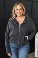 Tell Me Something Good Zip-Up Scuba Jacket- Graphite