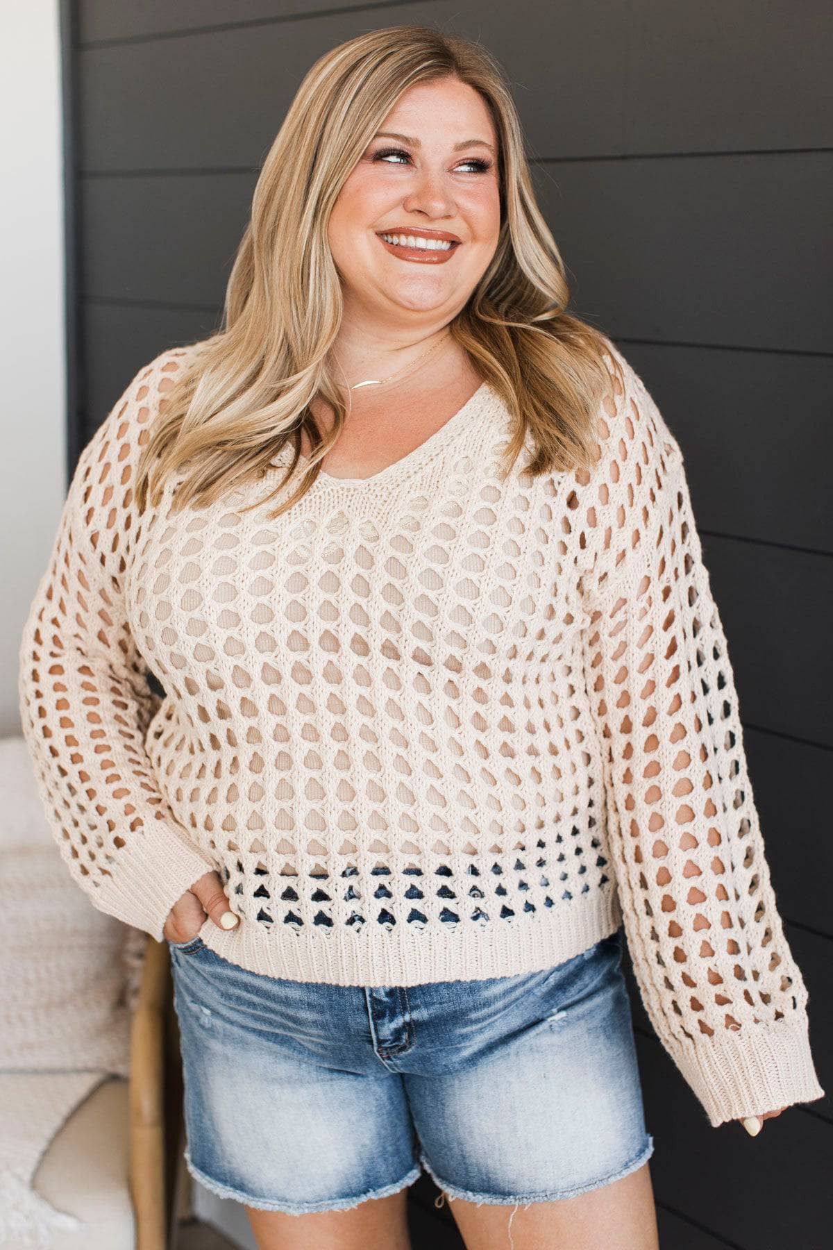 Piece Of Love Open Knit Sweater- Oatmeal