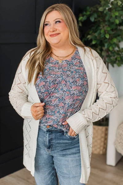 Effortless Perfection Pointelle Cardigan- Ivory