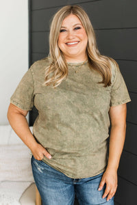 Undeniably Mine Mineral Wash Top- Light Olive