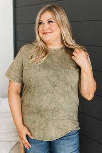 Undeniably Mine Mineral Wash Top- Light Olive