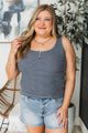 Sweet Like Home Striped Henley Tank Top- Navy