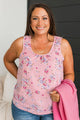 Garden Strolls Floral Tank Top- Soft Pink