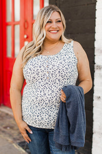 Promise Me Forever Floral Tank Top- Ivory & Navy